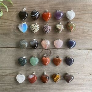 Crystal Heart Pendants + Black Cord Necklace
